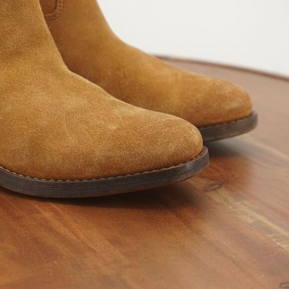 Franco Sarto Womens Malina Ankle Boots Booties Tan Brown Suede Zip Block 6.5M - Picture 2 of 9